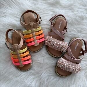 Cat & Jack Neon and Floral Kids Sandals bundle | Size 5